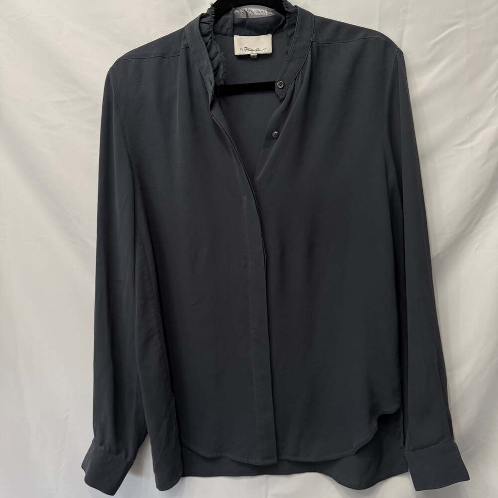 3.1 Phillip Lim Black V-Neck Silk Blouse